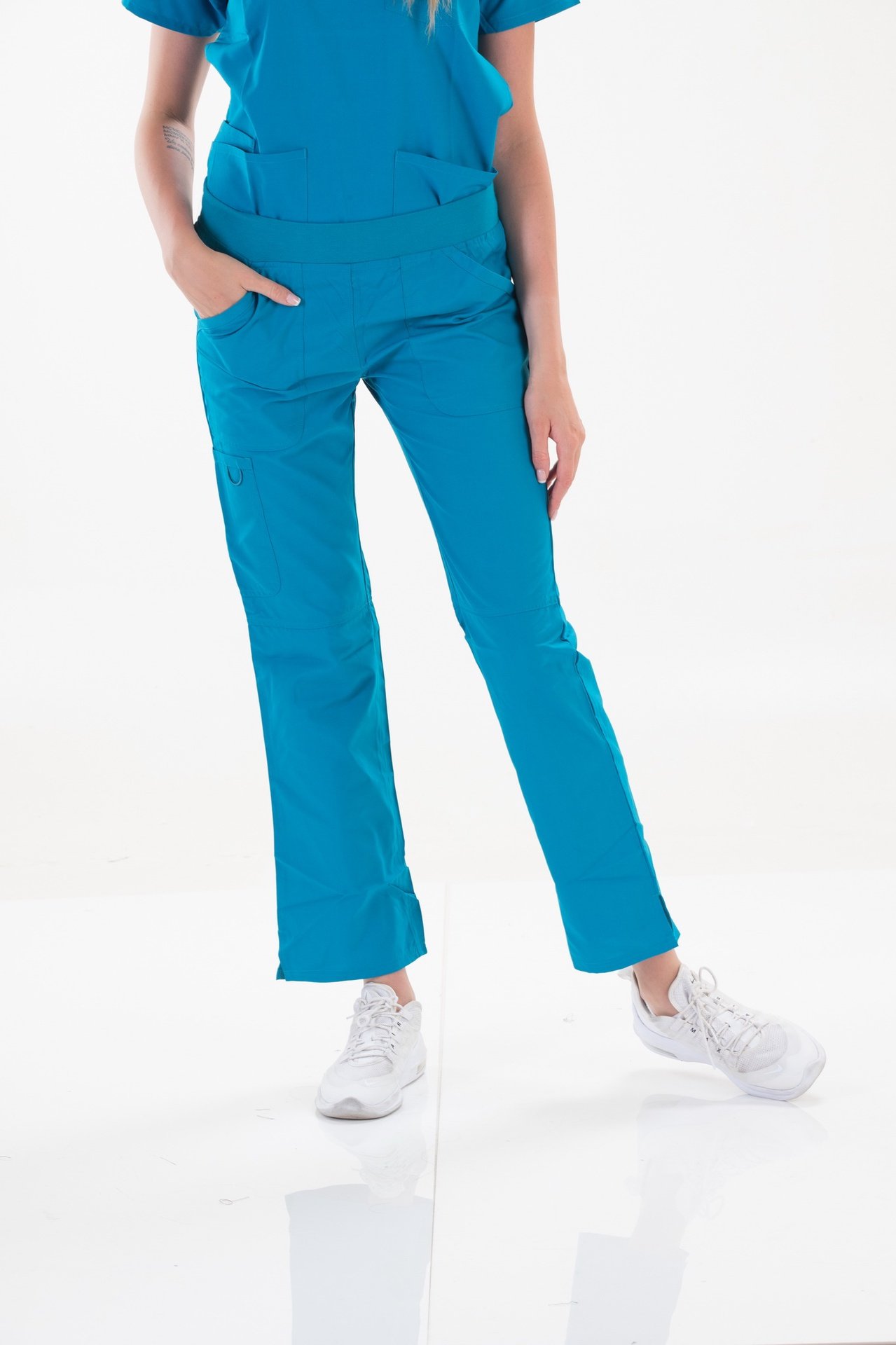 Women'S Scrub Pants Australia Mid Rise High Straight Turquoise Blue